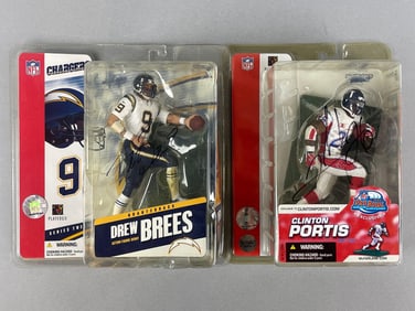 2 - Signed McFarlane Figures, Drew Brees and Clinton Portis