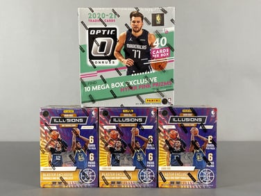 2020 - 21 Donruss Optic Basketball Mega Box + 3 - 2020 - 21 Illusions Basketball Blaster Boxes