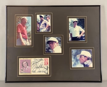 Framed Multi-Signed First Day Cover with Jack Nicklaus, Arnold Palmer, and More with Photos and JSA
