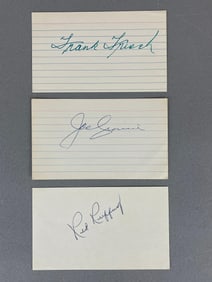 Frank Frisch, Red Ruffing, and Joe Cronin Signed Index Cards with JSA and PSA COA