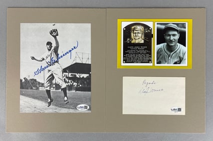 Charlie Gehringer Signed Photo and Lloyd Waner Collage Signed Index Card with JSA COAs