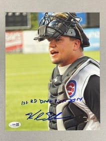 Kyle Schwarber Signed Photo in Chicago Cubs Catcher Uniform with Inscription and JSA COA