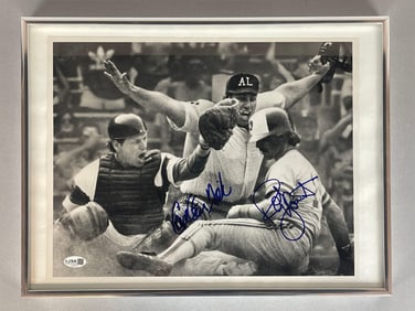 Framed Carlton Fisk and Robin Yount Signed Black and White 11 x 14 Photo with JSA COA