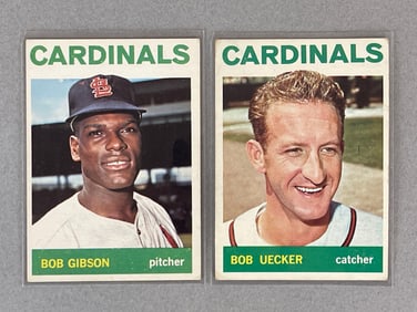 1964 Topps Bob Gibson #460 and Bob Uecker #543