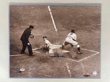 Duke Snider Signed 20 x 16 Black and White Photo with PSA COA