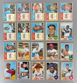 20 - 1968 Topps Baseball HOFs and Rookies Cards with Clemente