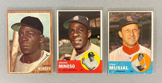 3 - 1962 and 63 Topps Stan Musial and Minnie Minoso Cards