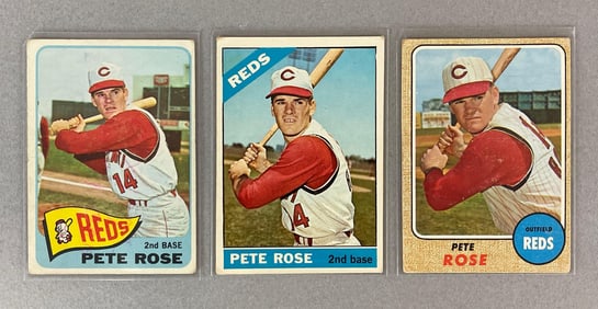 1965, 66, and 68 Topps Pete Rose Cards