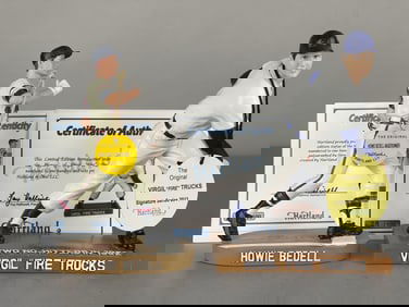 2 - Hartland Virgil Fire Trucks, and Howie Bedell Signed Figurine Statues