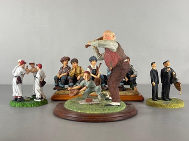 Group of 4 - Norman Rockwell and Timeless Treasures Baseball Figurine Statues