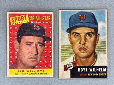 1958 Topps All-Star Ted Williams #485 and 1953 Topps Hoyt Wilhelm #151