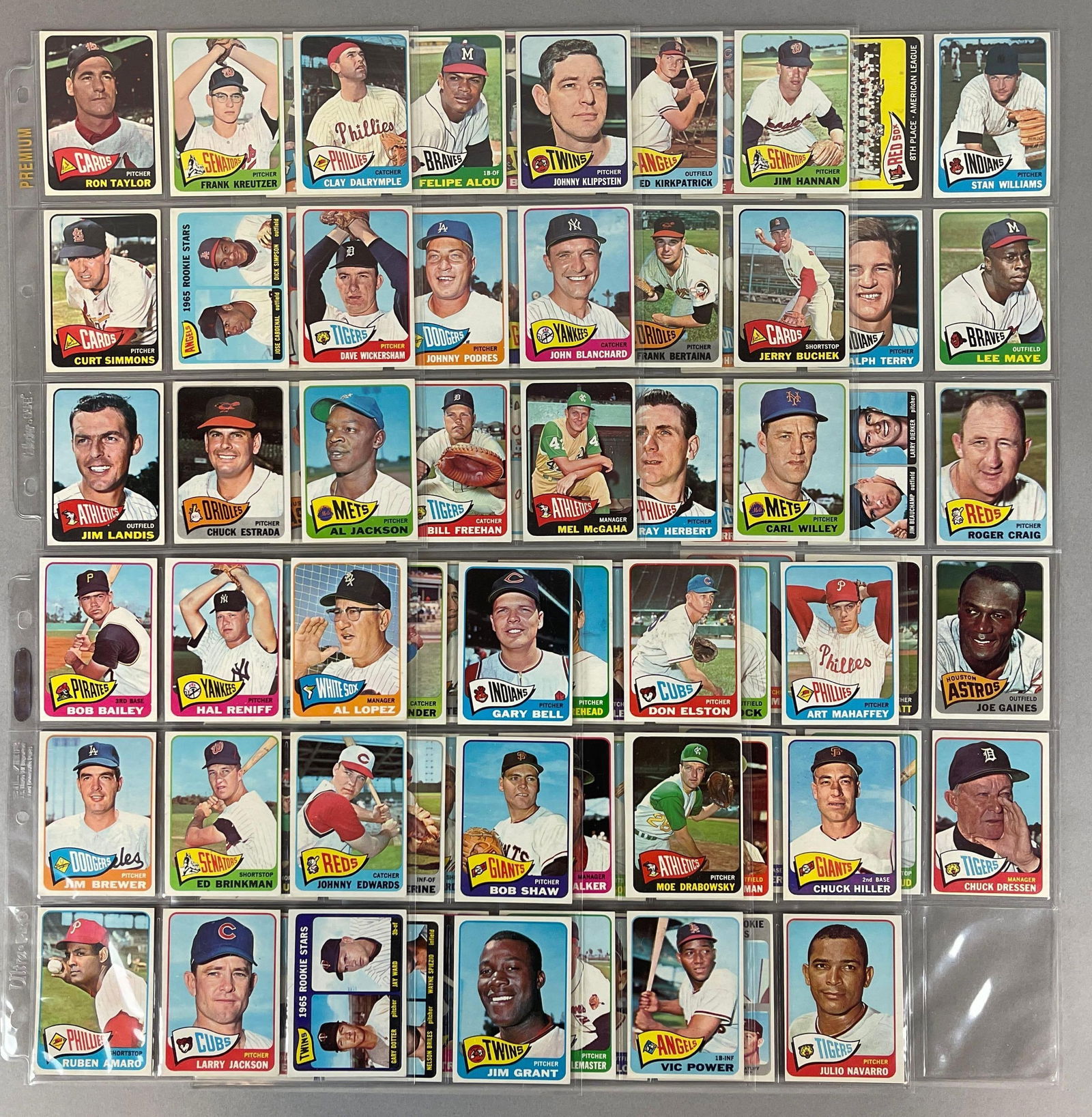 79 - 1965 Topps Baseball Cards with High Numbers, Stars, and Single Prints (1 of 7)