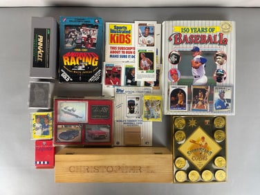 Large Group of Sports Cards and Memorabilia with Autos, HOFs, and Rookies