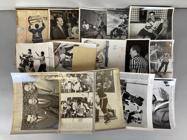 15 - 1950s - 70s Original Hockey Photos with Stanley Cup and MVP Trophys