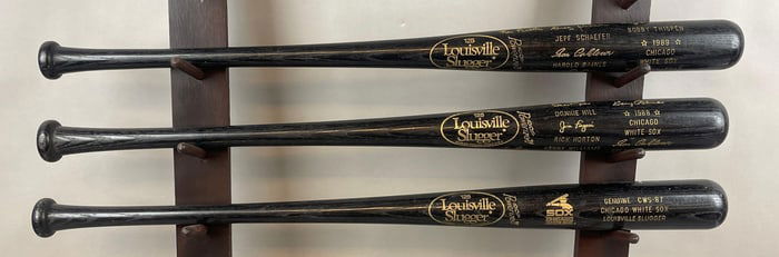 1987, 88, and 89 Chicago White Sox Team Louisville Slugger Bats