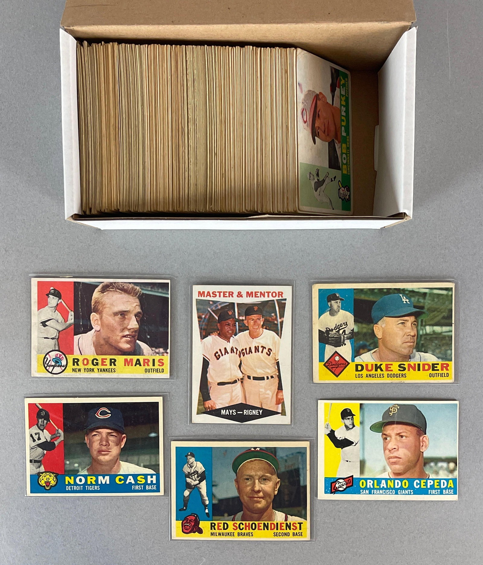 230+ 1960 Topps Baseball Cards with HOFs, Stars, and Rookies: Conditions vary, VG - EX with some less, Roger Maris, Master Mentor Mays, Duke Snider, Gil Hodge, 9 - High Numbers, and More