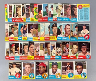 56 - 1963 Topps Baseball Scarce 6th Series Cards with Single Prints