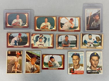 13 - 1953 and 55 Bowman and Topps Cards with HOFs and High Numbers