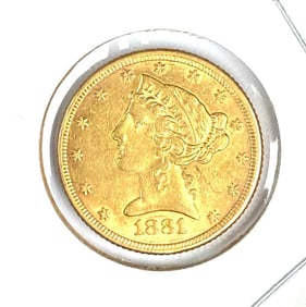 1881 $5 US Gold Liberty Head Coin