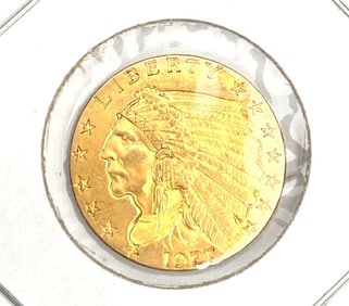 1927 US $2.50 Indian Head Gold Coin