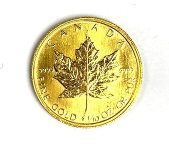 1986 Canada $5 Maple Leaf 1/10 oz .999 Fine Gold Coin