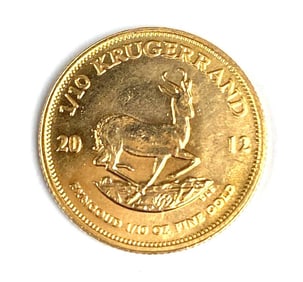 2012 South Africa Krugerrand 1/10 oz .9999 Fine Gold Coin
