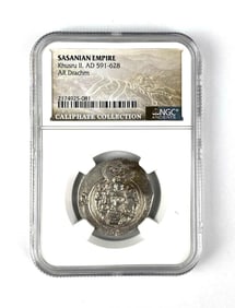 AD 591-628 Sasanian Empire Khusru II AR Drachm NGC Ancients