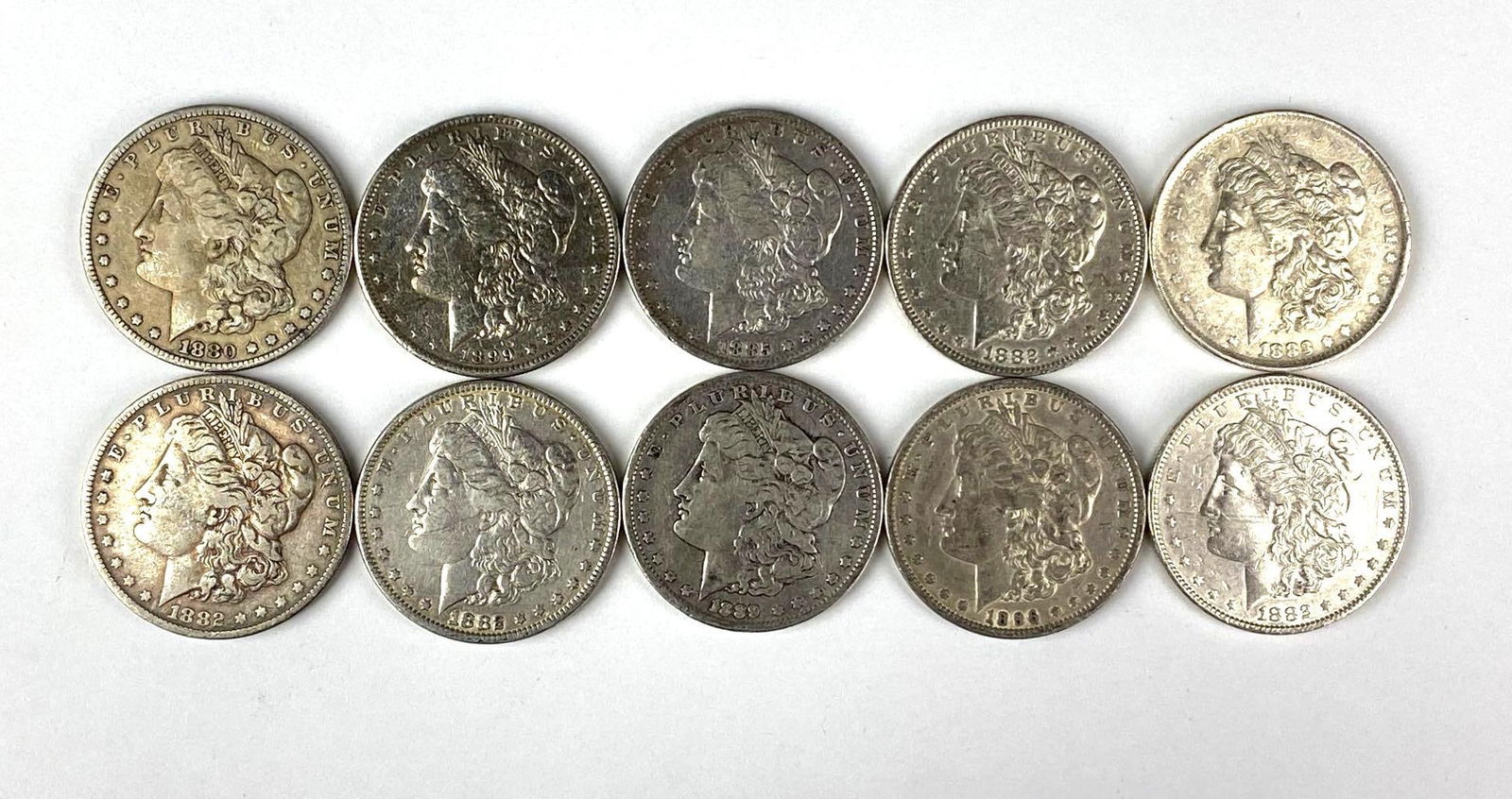 Group of 10 US Morgan Silver Dollars (1 of 2)