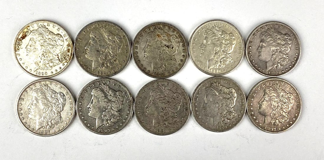 Group of 10 US Morgan Silver Dollars (1 of 2)