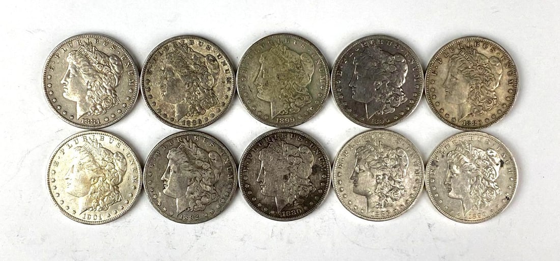 Group of 10 US Morgan Silver Dollars (1 of 2)