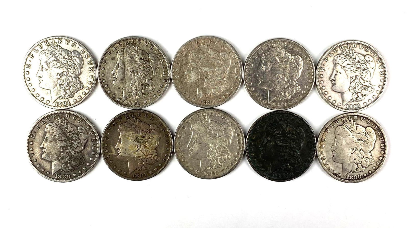 Group of 10 US Morgan Silver Dollars (1 of 2)