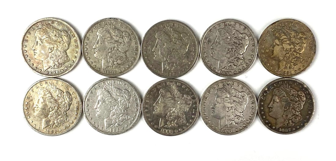 Group of 10 US Morgan Silver Dollars (1 of 2)