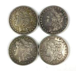 Group of 4 US Morgan Silver Dollars