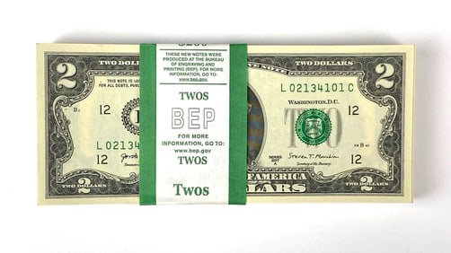 Group of 100 2017 US Mint $2 Consecutive Serial Numbered Bills