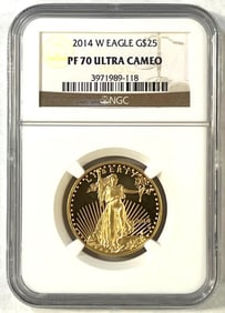 2014 W US Mint $25 1/2 oz Gold Eagle PROOF NGC PF70 Ultra Cameo