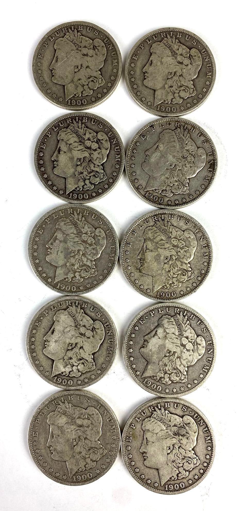 Group of 10 1900 US Morgan Silver Dollars (1 of 2)