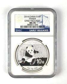 2014 China Panda 10 Yuan NGC Graded MS70
