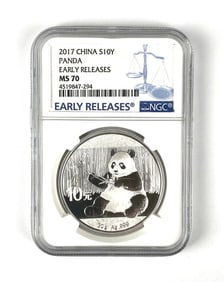 2017 China Panda 10 Yuan NGC Graded MS70