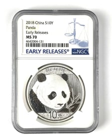 2018 China Panda 10 Yuan NGC Graded MS70