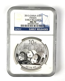 2013 China Panda 10 Yuan NGC Graded MS70