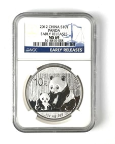 2012 China Panda 10 Yuan NGC Graded MS69