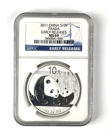 2011 China Panda 10 Yuan NGC Graded MS69