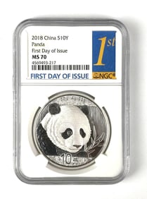 2018 China Panda 10 Yuan NGC Graded MS70