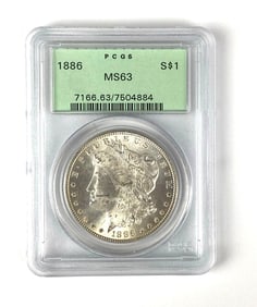 1886 US Morgan Silver Dollar $1 PCGS Graded MS63