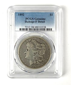 1892 US Morgan Silver Dollar $1 PCGS Genuine