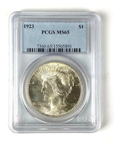 1923 US Peace Silver Dollar $1 PCGS Graded MS65