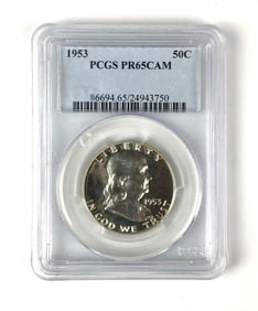 1953 US Franklin Half Dollar PCGS Graded PR65CAM