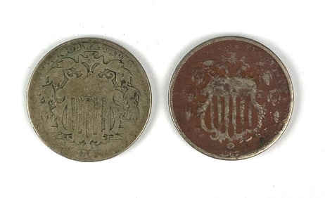 Group of 2 US Shield Nickels