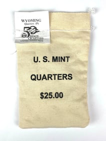 US Mint $25 Wyoming P Quarters in Original Canvas Bag