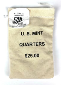US Mint $25 Florida D Quarters in Original Canvas Bag